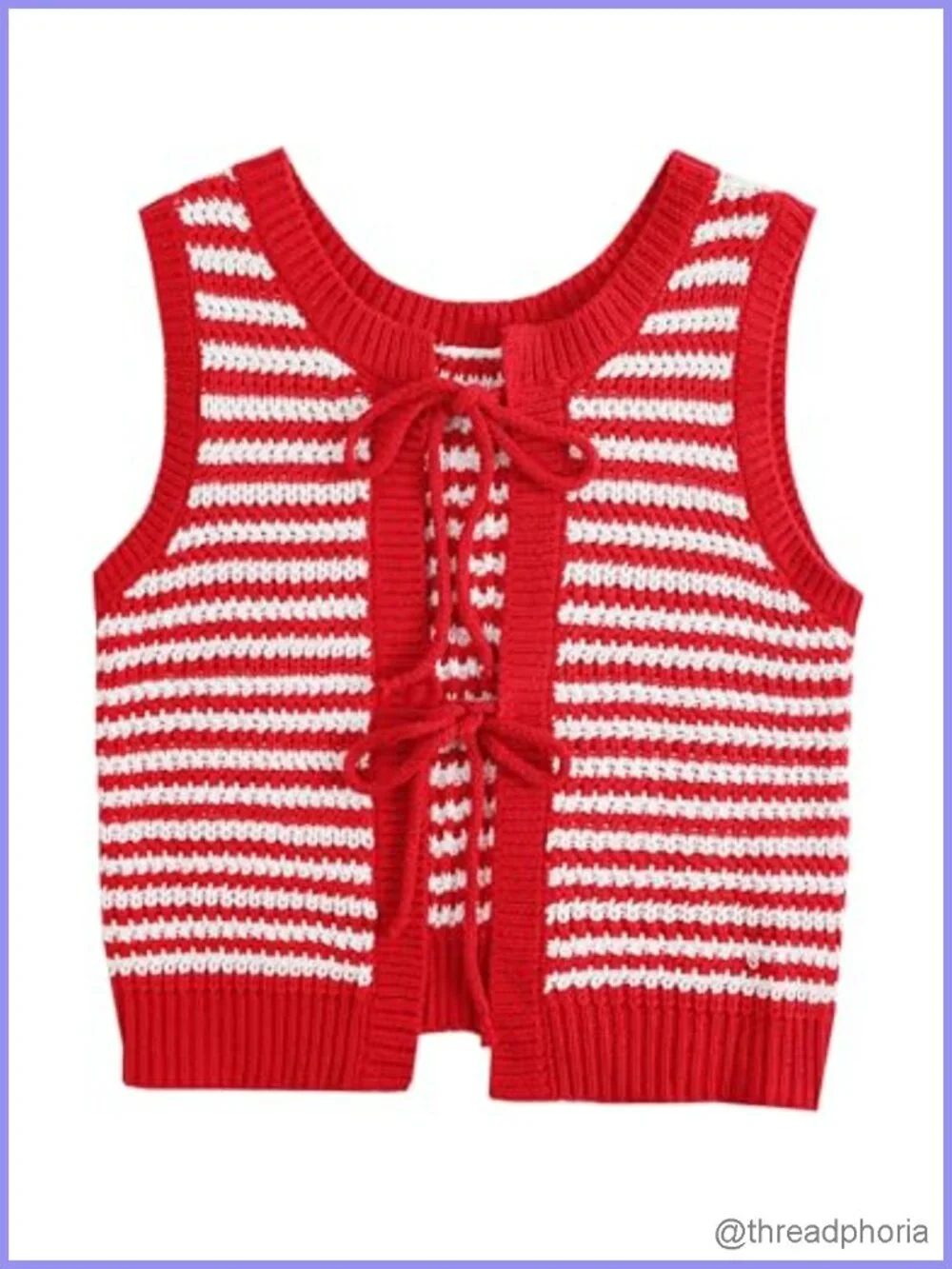 Crochet Knit Sweater Vest for Women Sleeveless Tie Back Crop Top